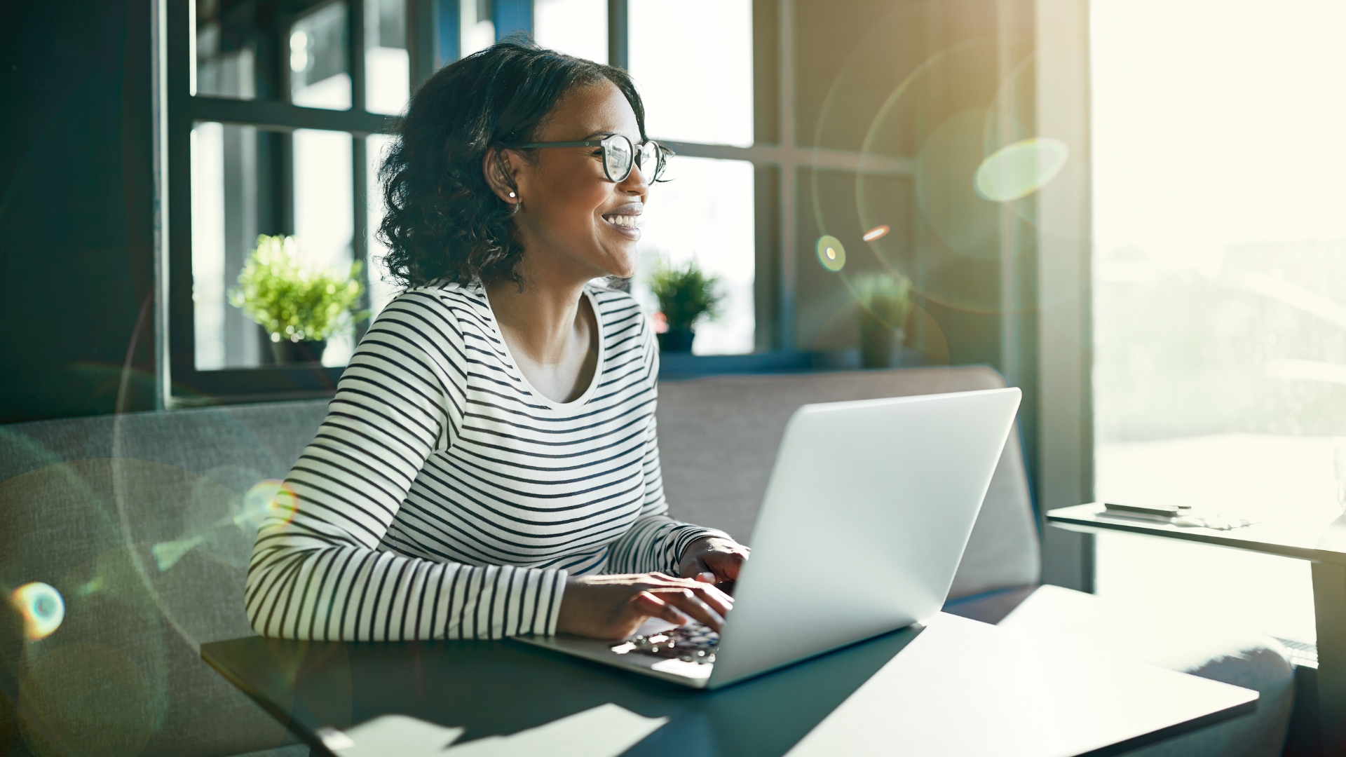 Woman viewing her online portal